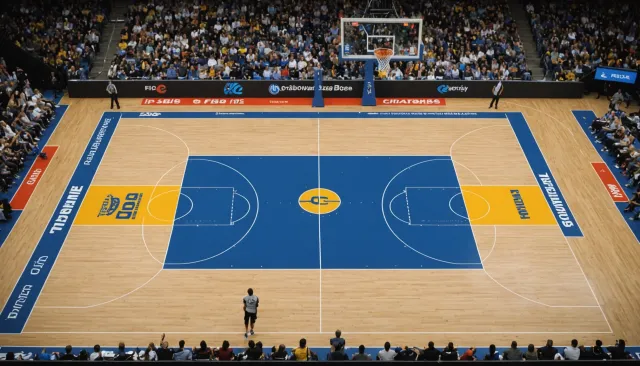 Какая минимальная высота потолка должна быть над баскетбольной площадкой? Выберите вариант ответа из предложенных: 6м 7м 5м 8м? Баскетбольная площадка: